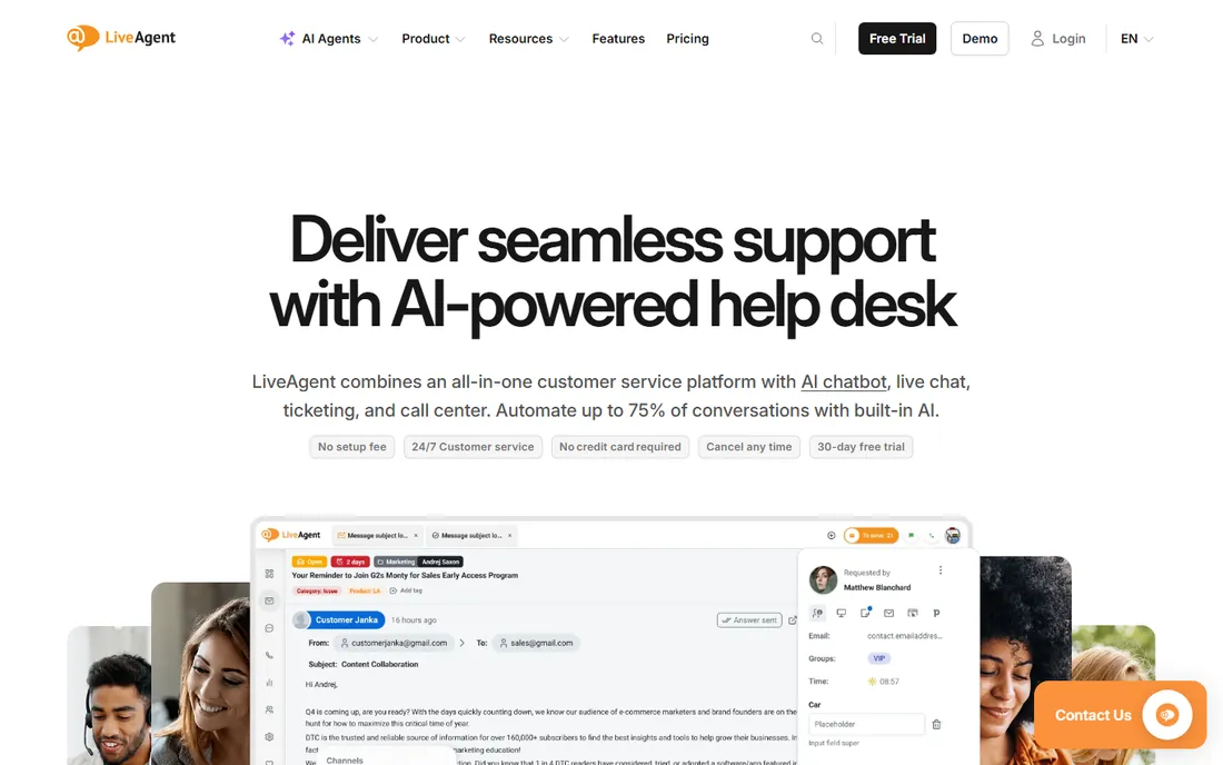 LiveAgent homepage