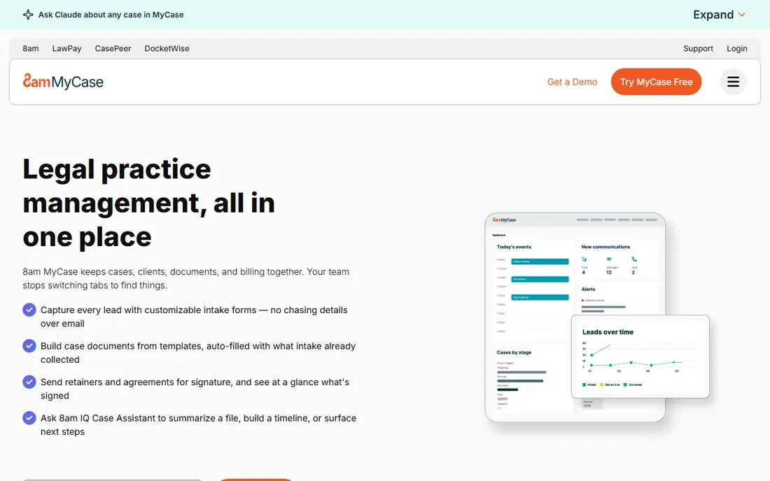 MyCase homepage