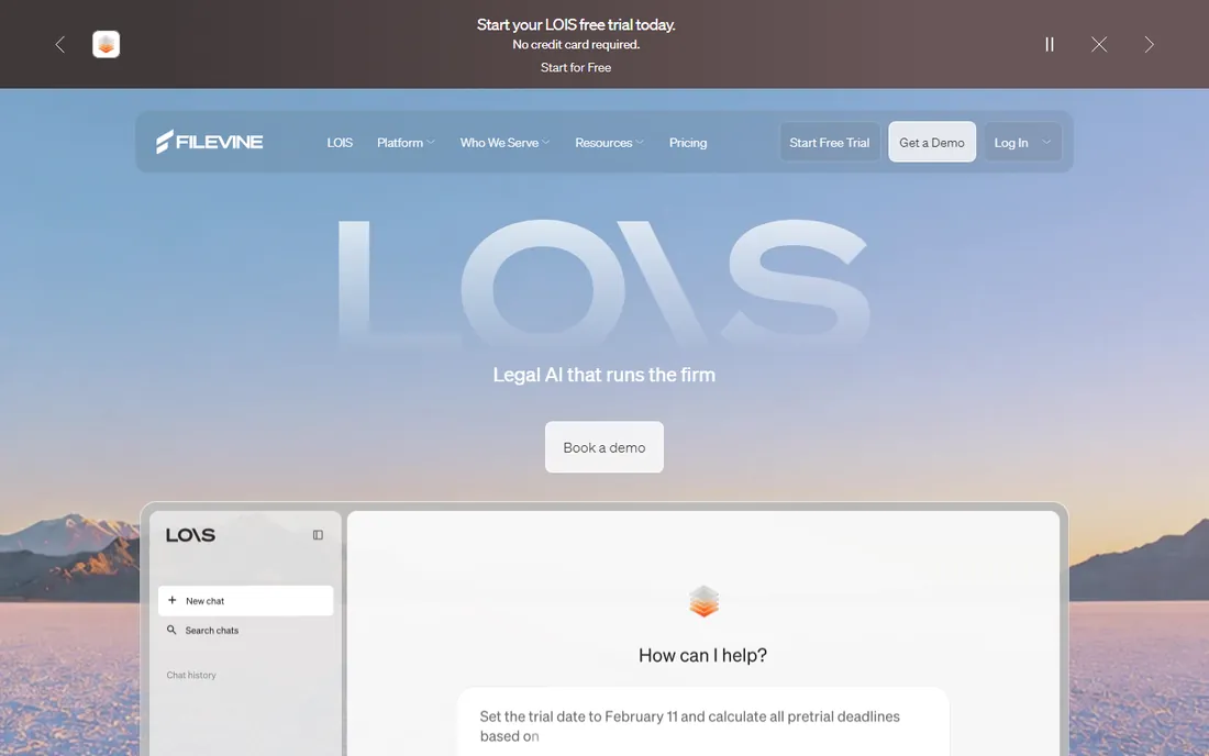 Filevine homepage