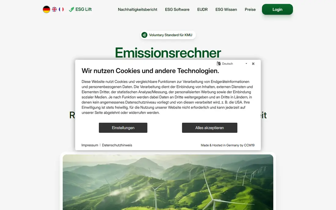 ESG Lift homepage