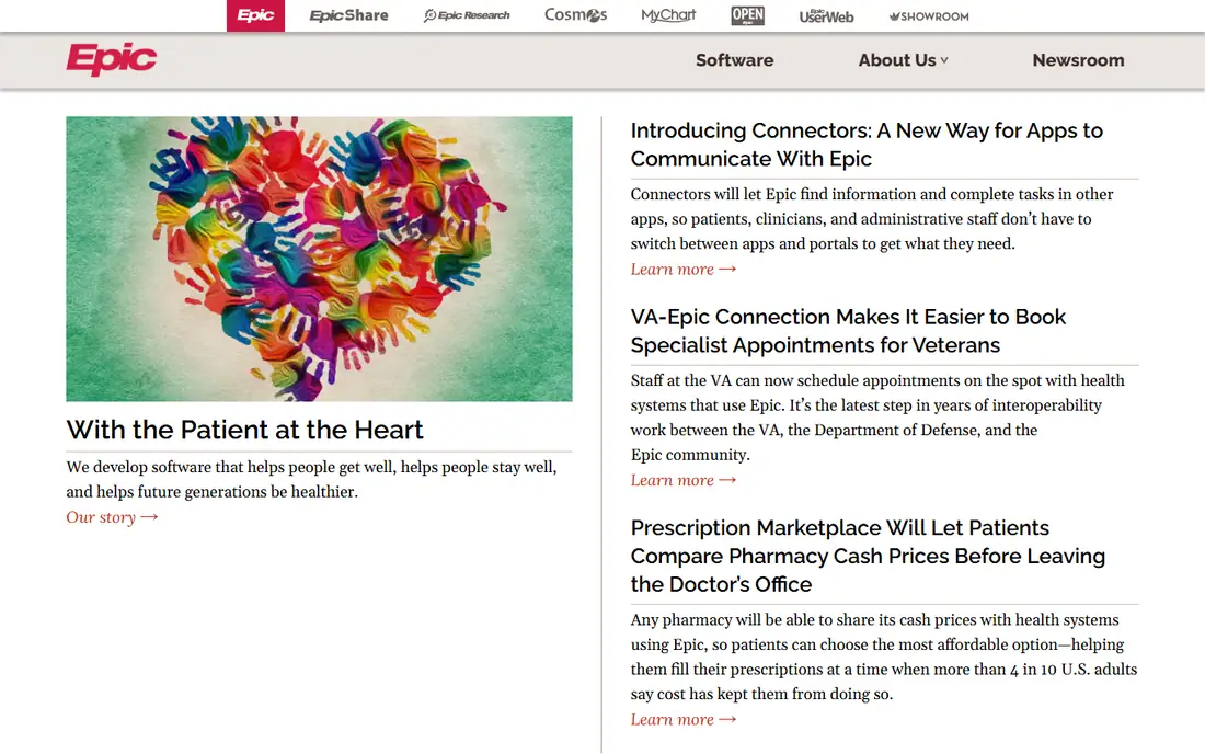 Epic homepage