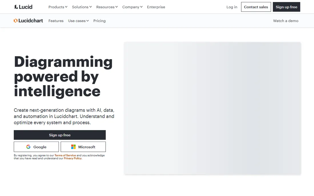 Lucidchart homepage