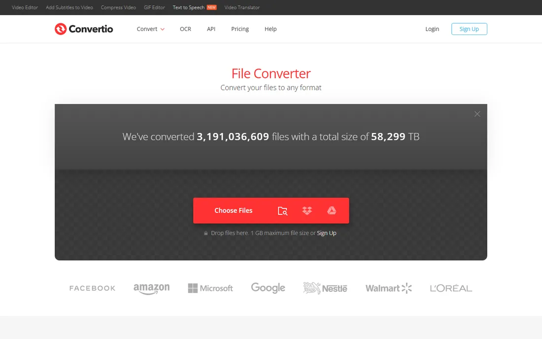 Convertio homepage