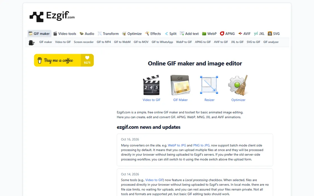 Ezgif homepage