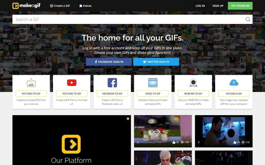 MakeAGif homepage