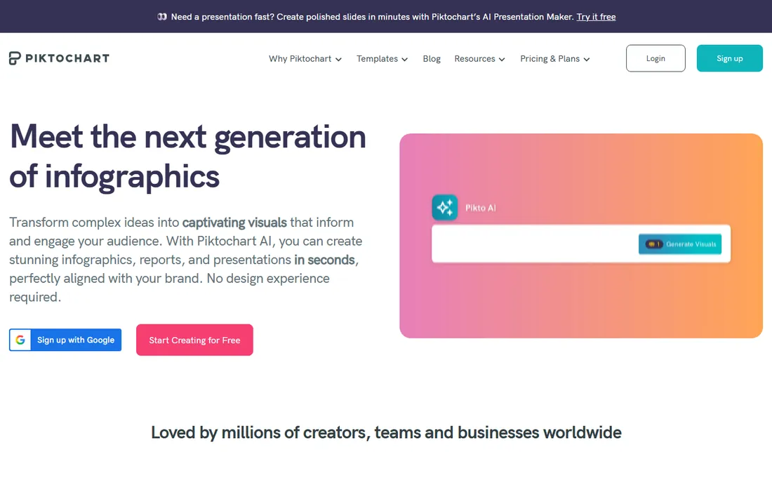 Piktochart Video homepage