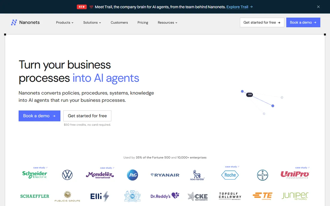 Nanonets homepage