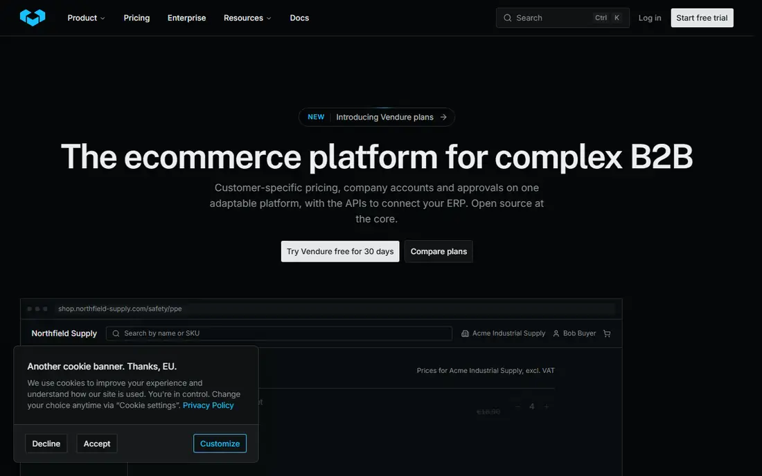 Vendure homepage