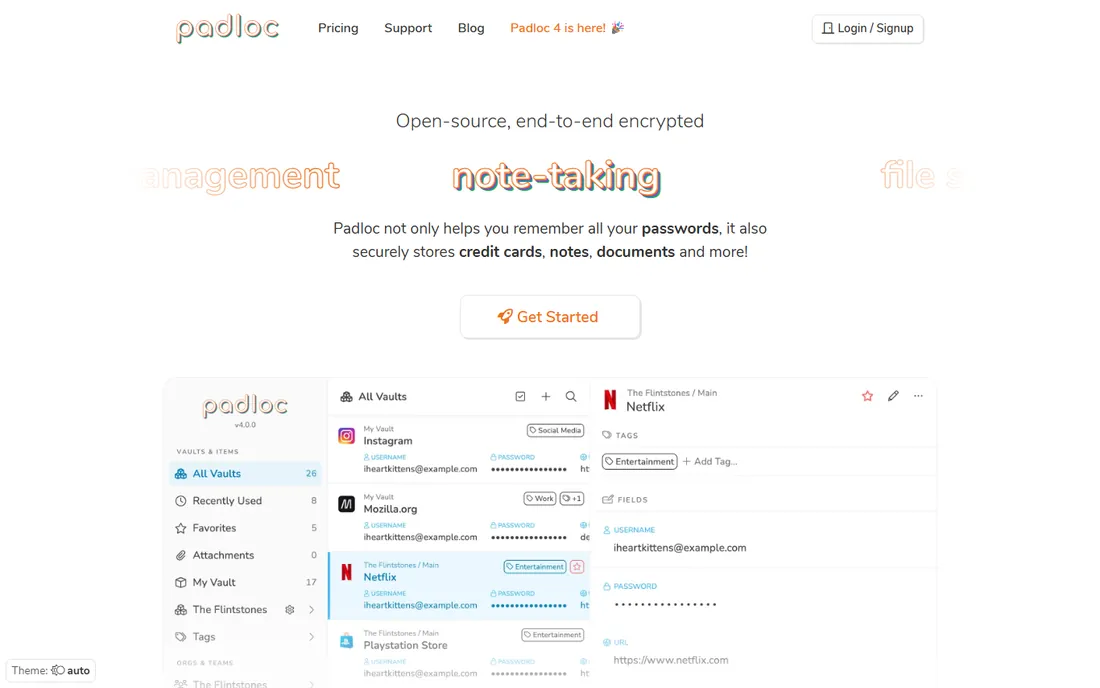 Padloc homepage