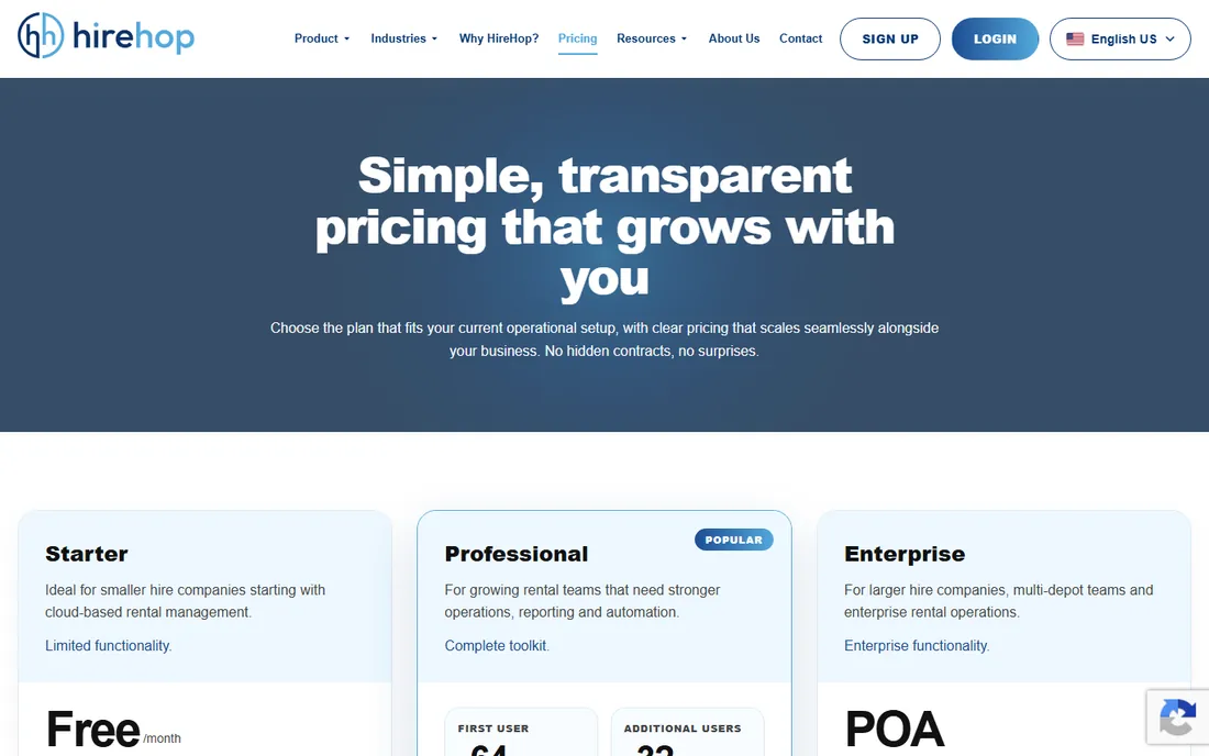 HireHop homepage