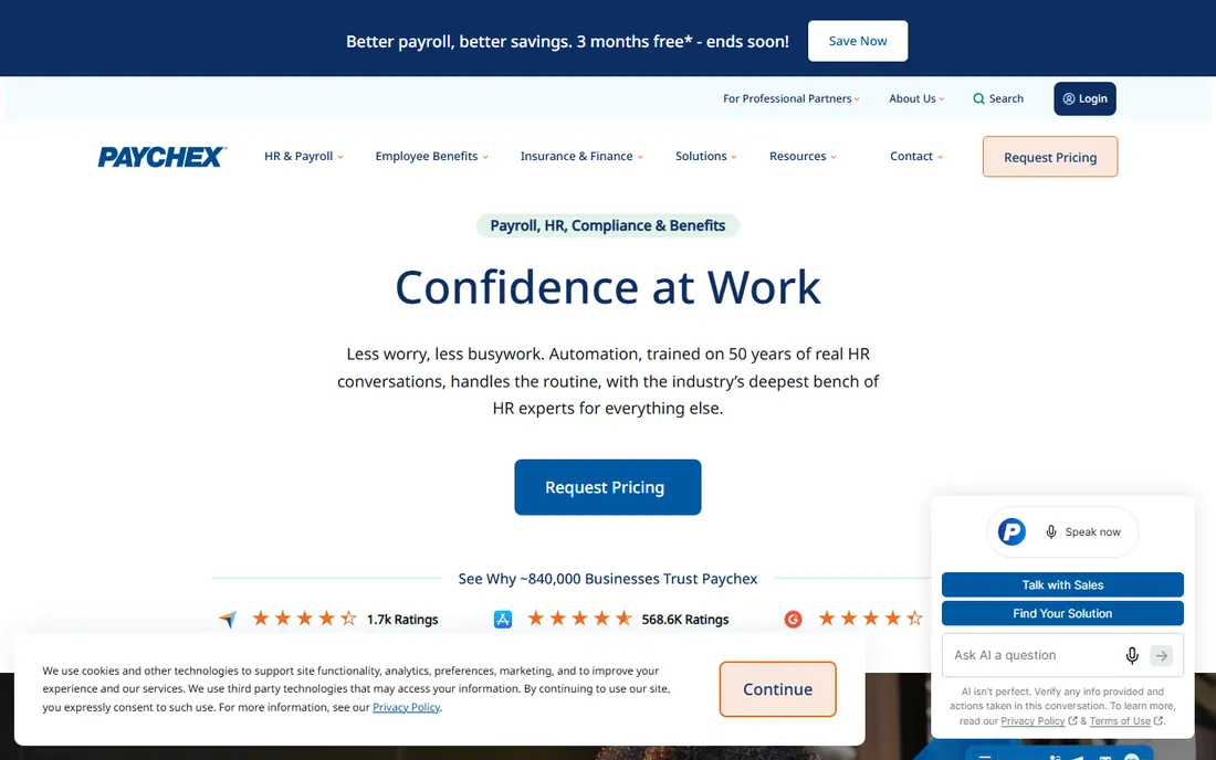 Paychex Flex homepage