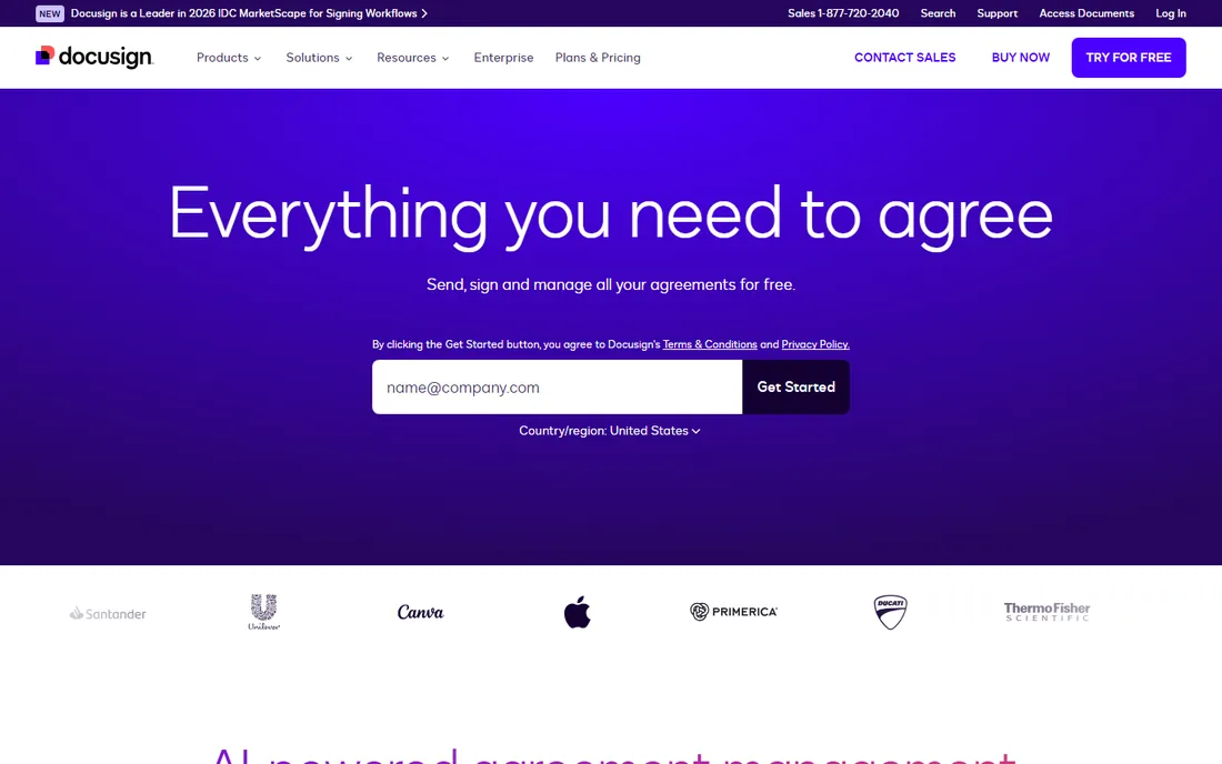 DocuSign homepage
