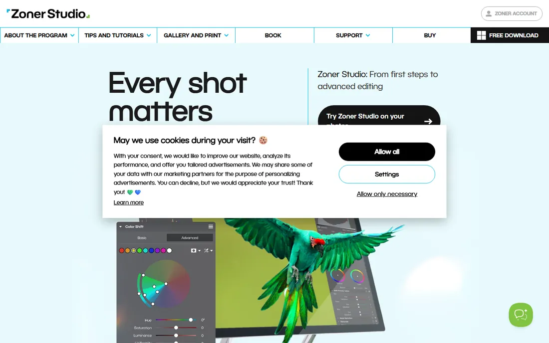 Zoner Studio homepage