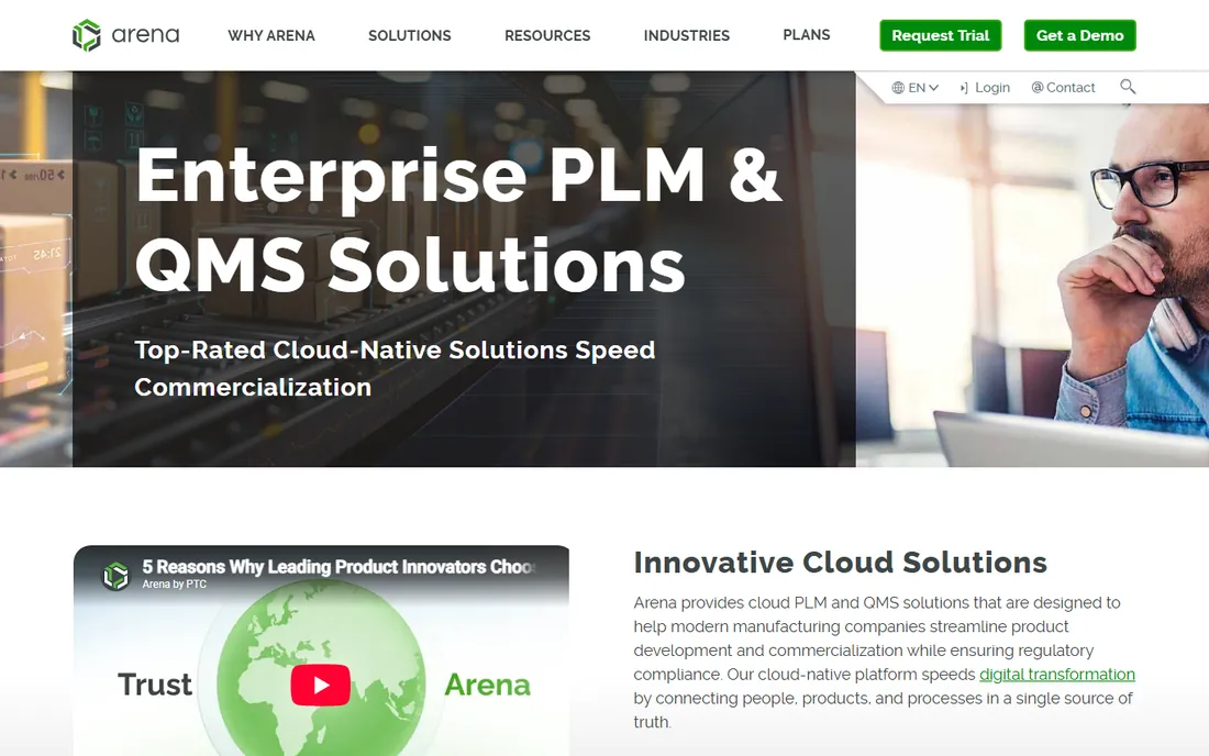 Arena PLM homepage