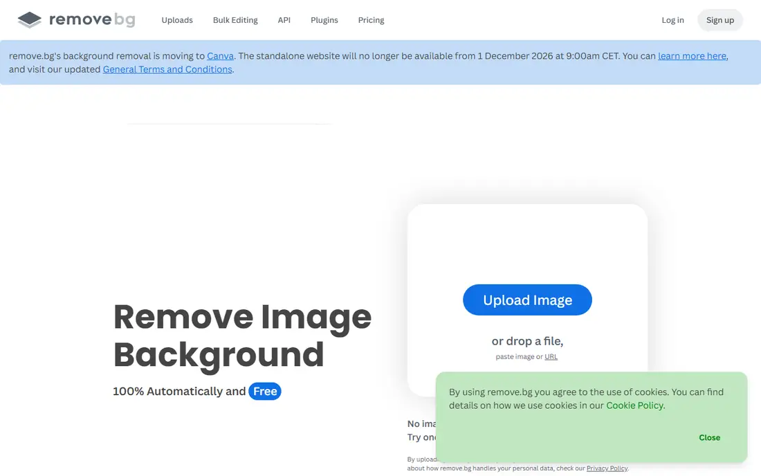 remove.bg homepage