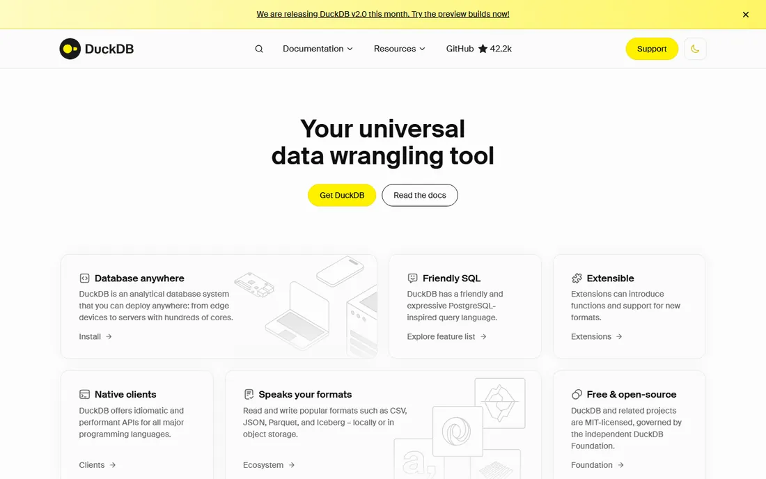 DuckDB homepage
