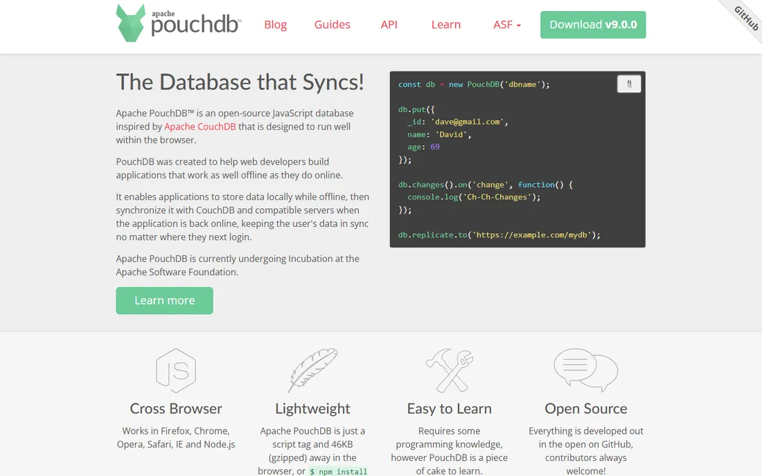PouchDB homepage