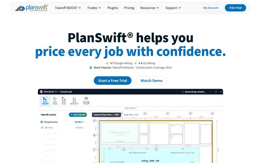 PlanSwift homepage