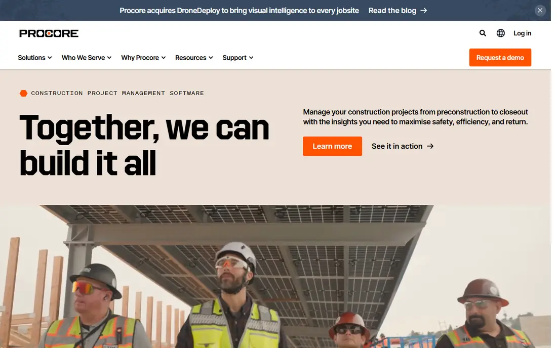 Procore homepage