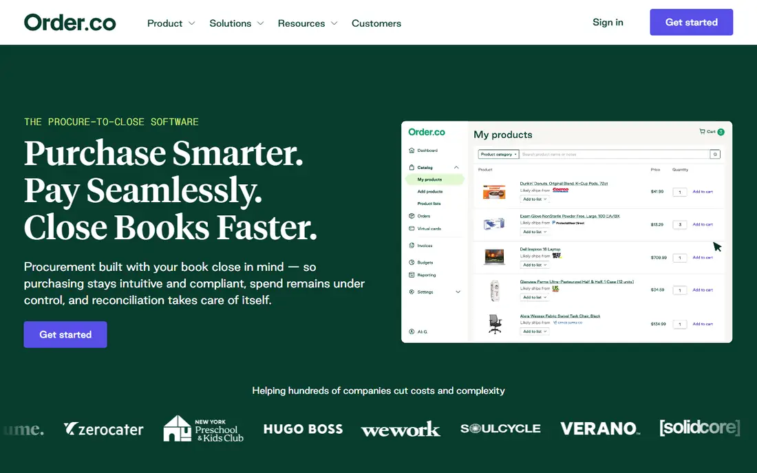 Order.co homepage