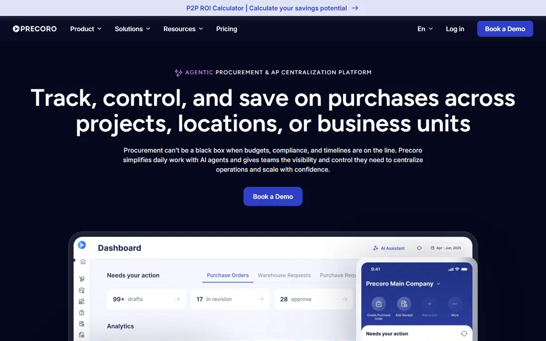 Precoro homepage