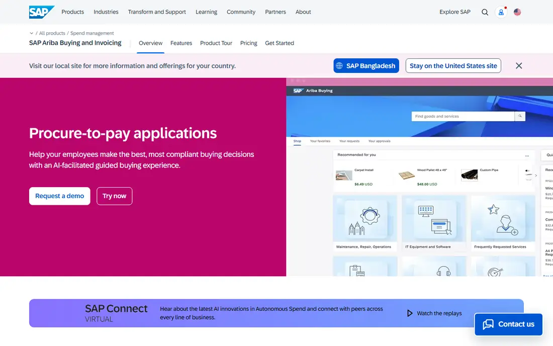 SAP Ariba homepage