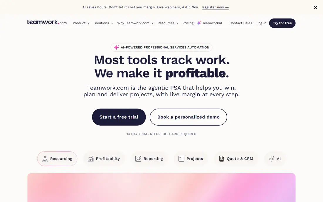Teamwork.com homepage