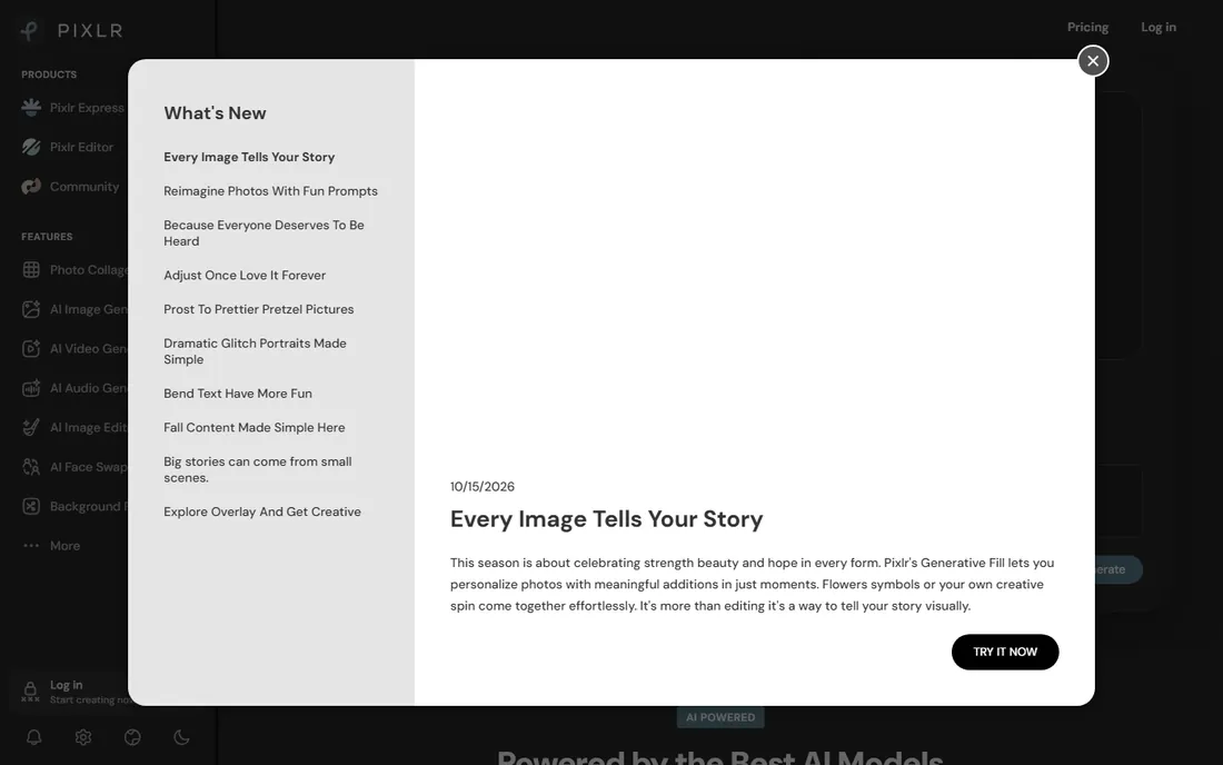 Pixlr homepage
