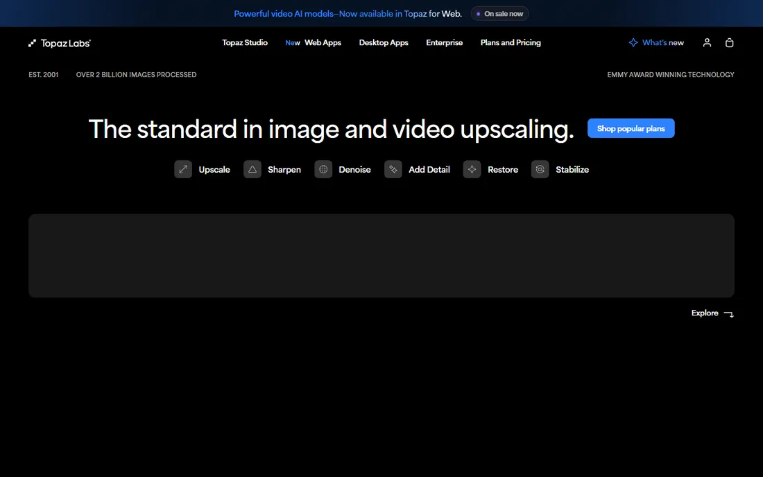 Topaz Photo AI homepage