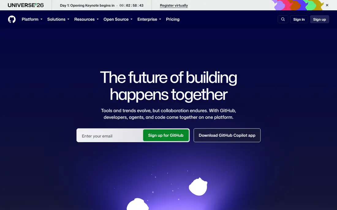 GitHub Actions homepage