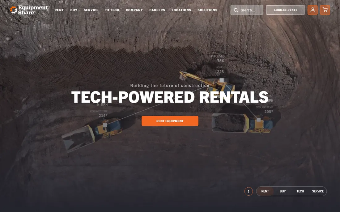 EquipmentShare T3 homepage