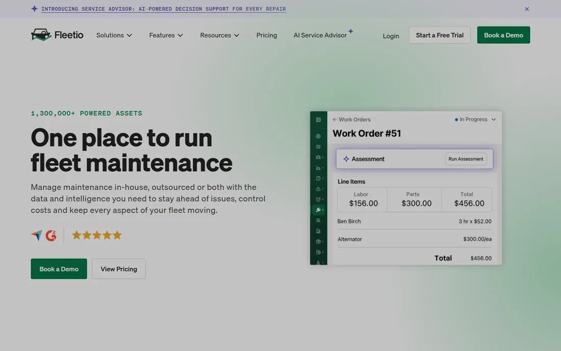 Fleetio homepage