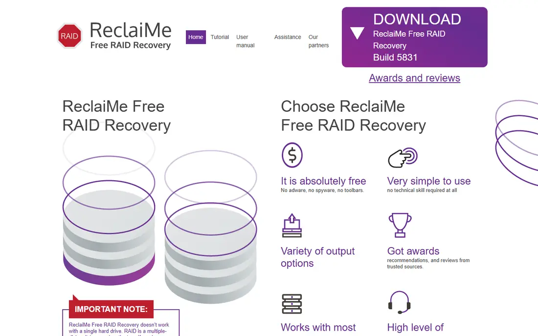 ReclaiMe Free RAID Recovery homepage