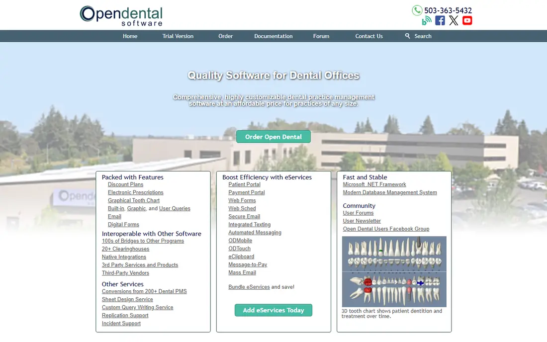 Open Dental homepage