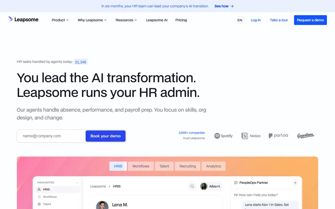 Leapsome homepage