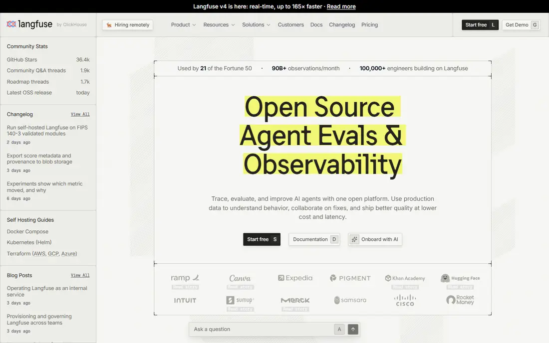 Langfuse homepage