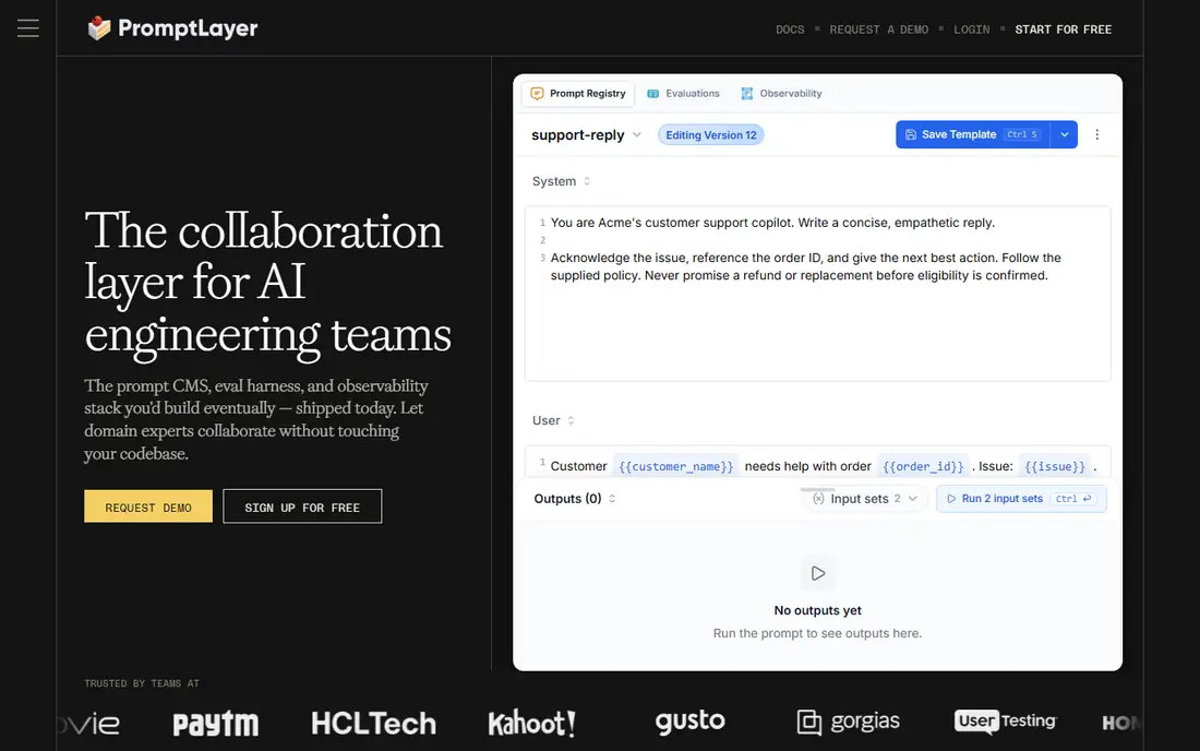 PromptLayer homepage