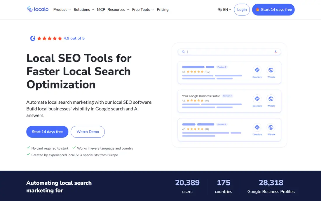Localo homepage