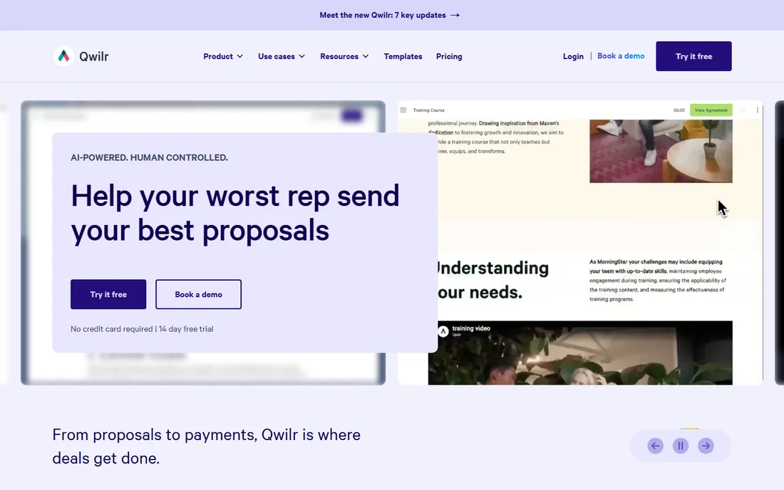 Qwilr homepage