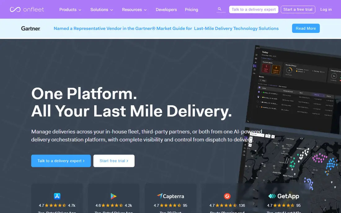 Onfleet homepage