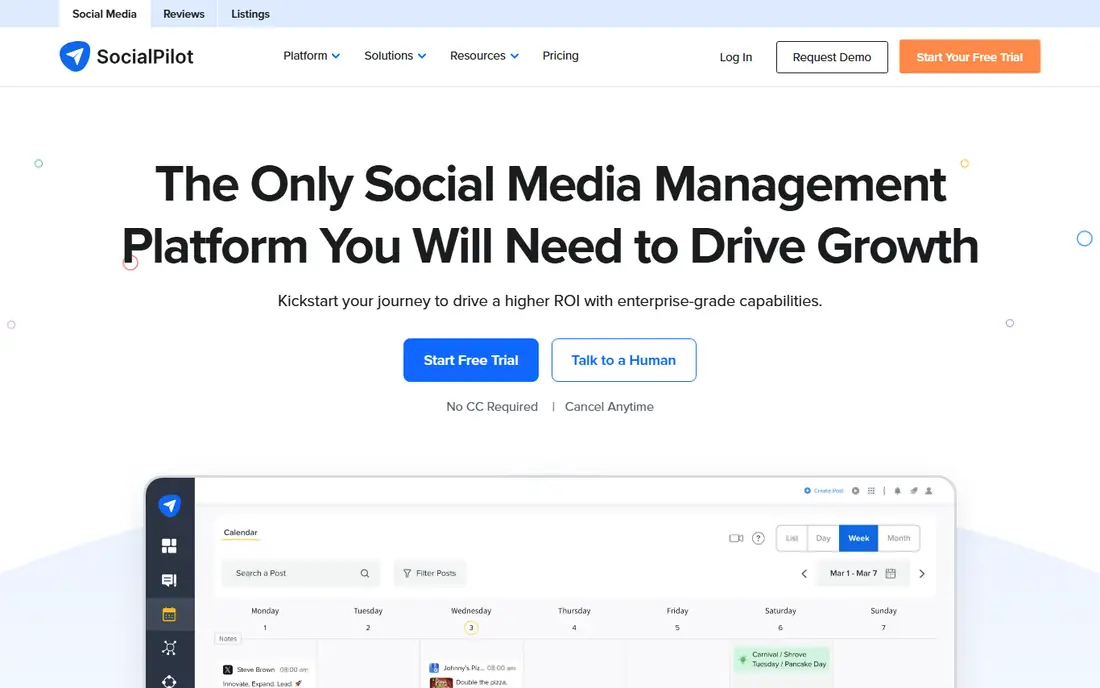 SocialPilot homepage