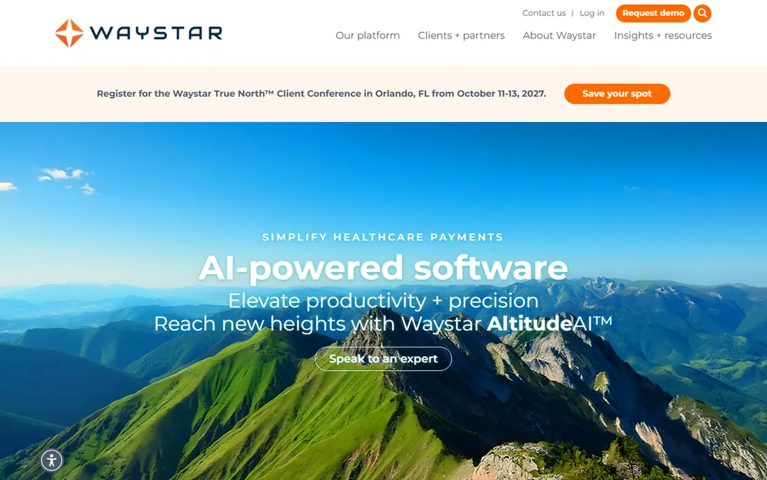 Waystar homepage