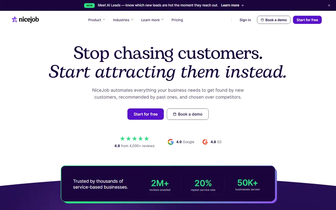 NiceJob homepage