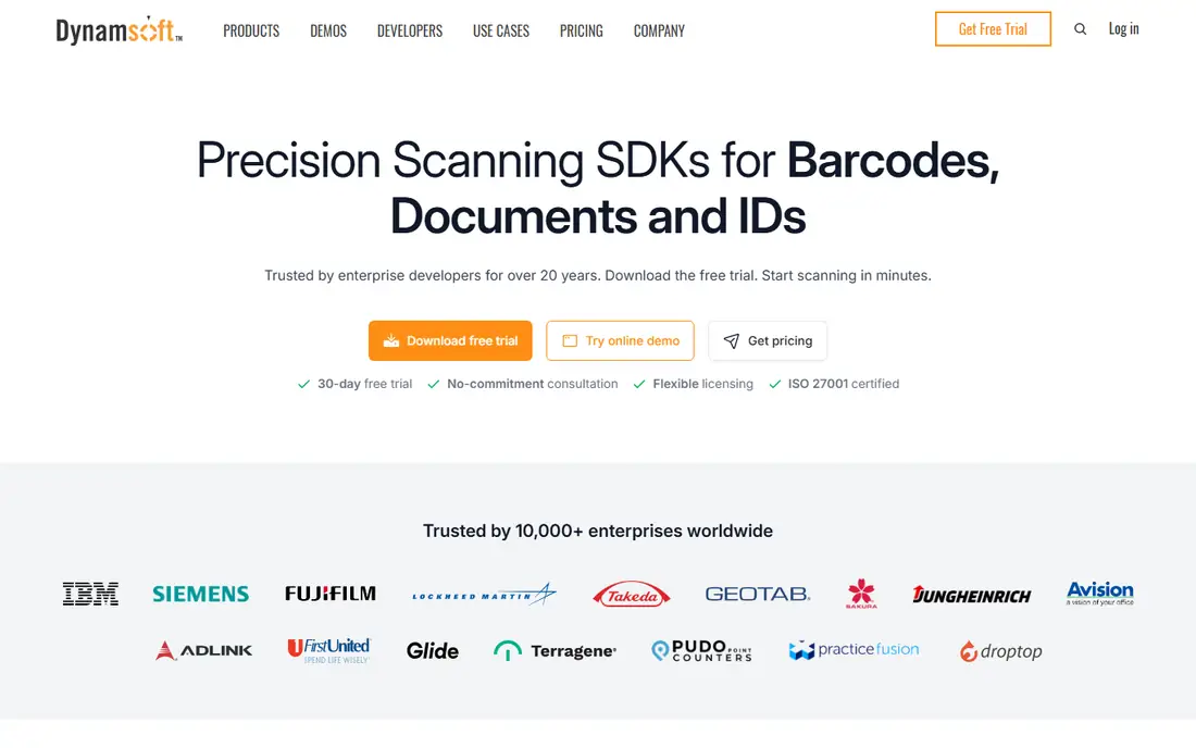 Dynamsoft Barcode Reader homepage