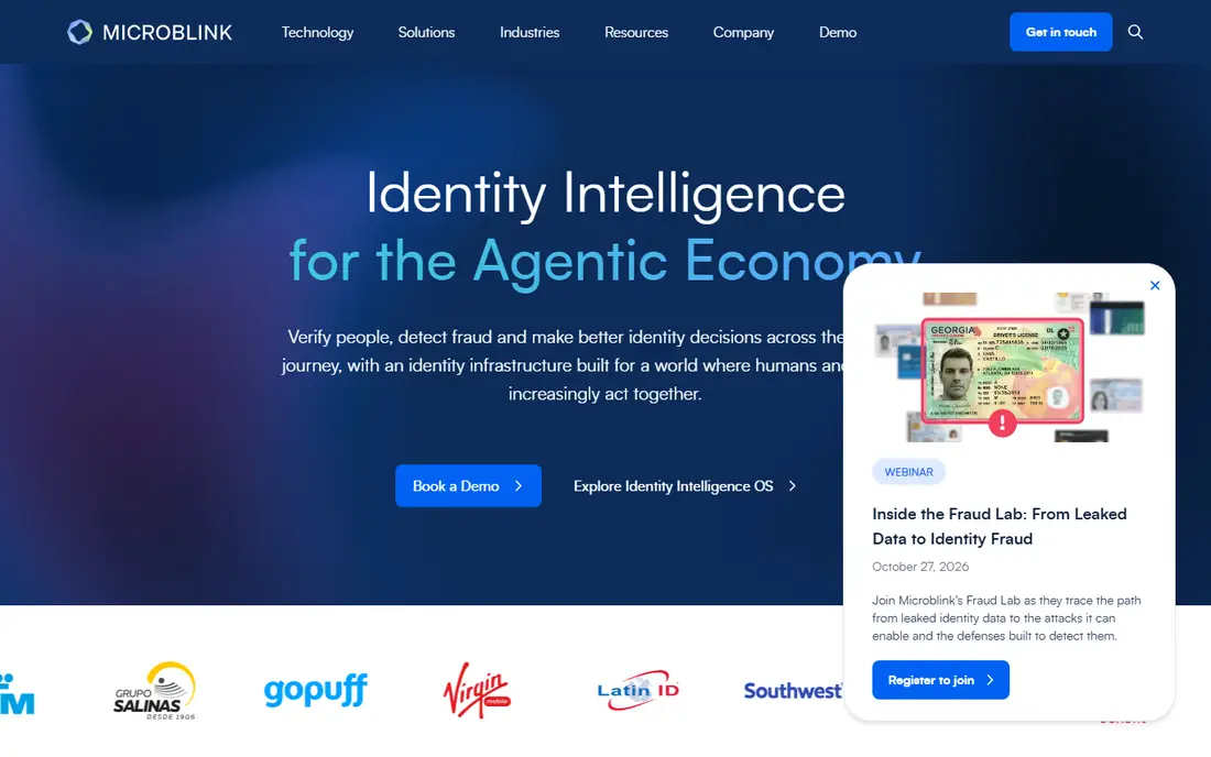 Microblink BlinkID homepage