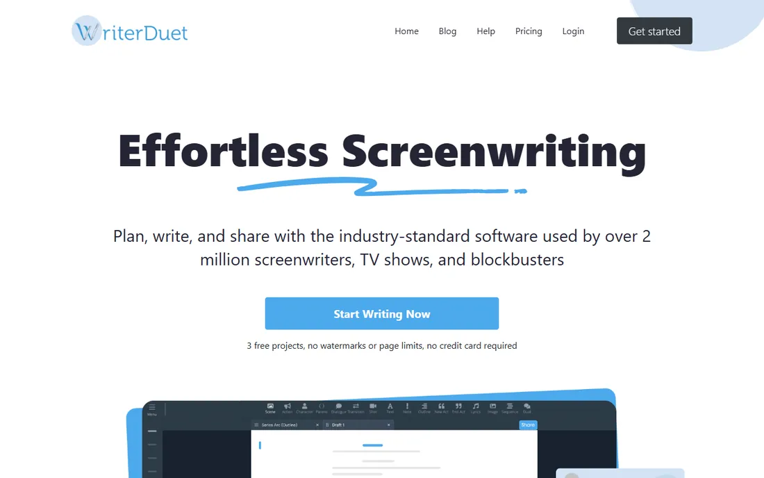 WriterDuet homepage