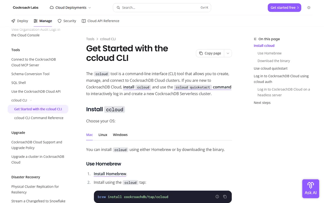 CockroachDB homepage