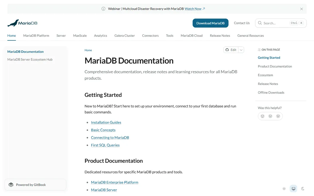 MariaDB homepage