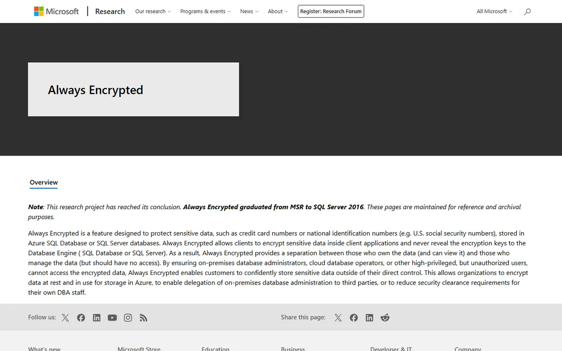 Microsoft SQL Server homepage