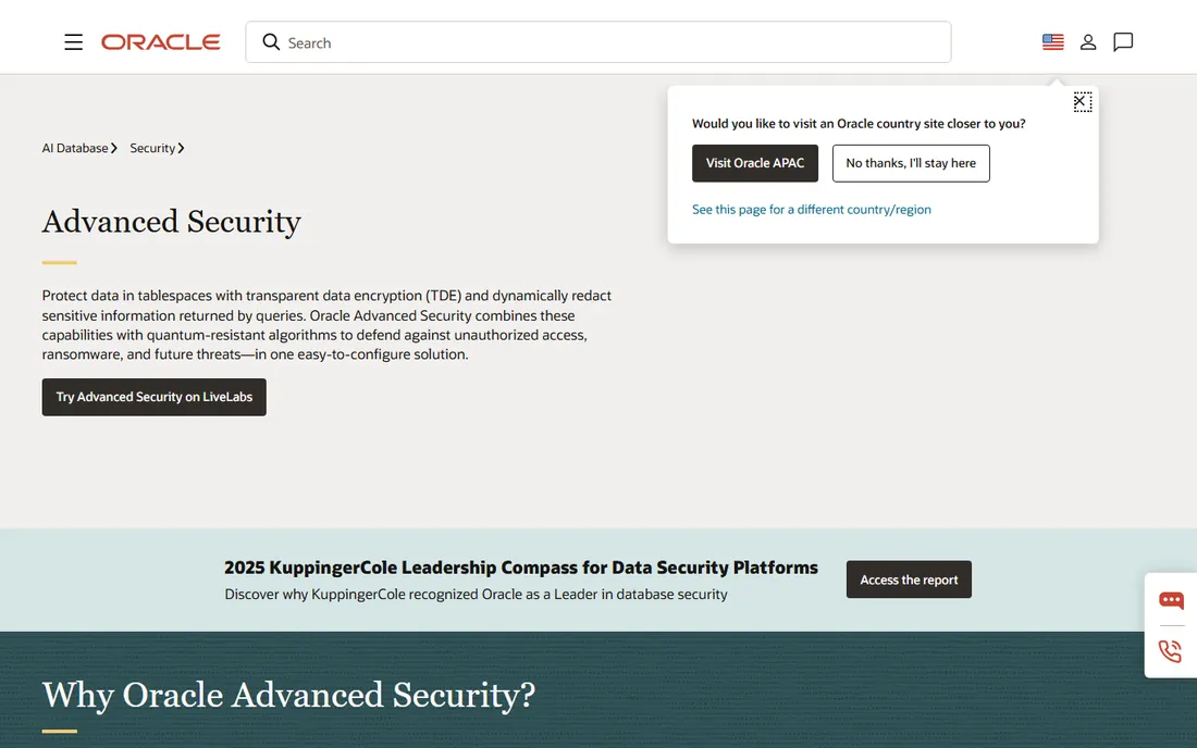Oracle Database homepage